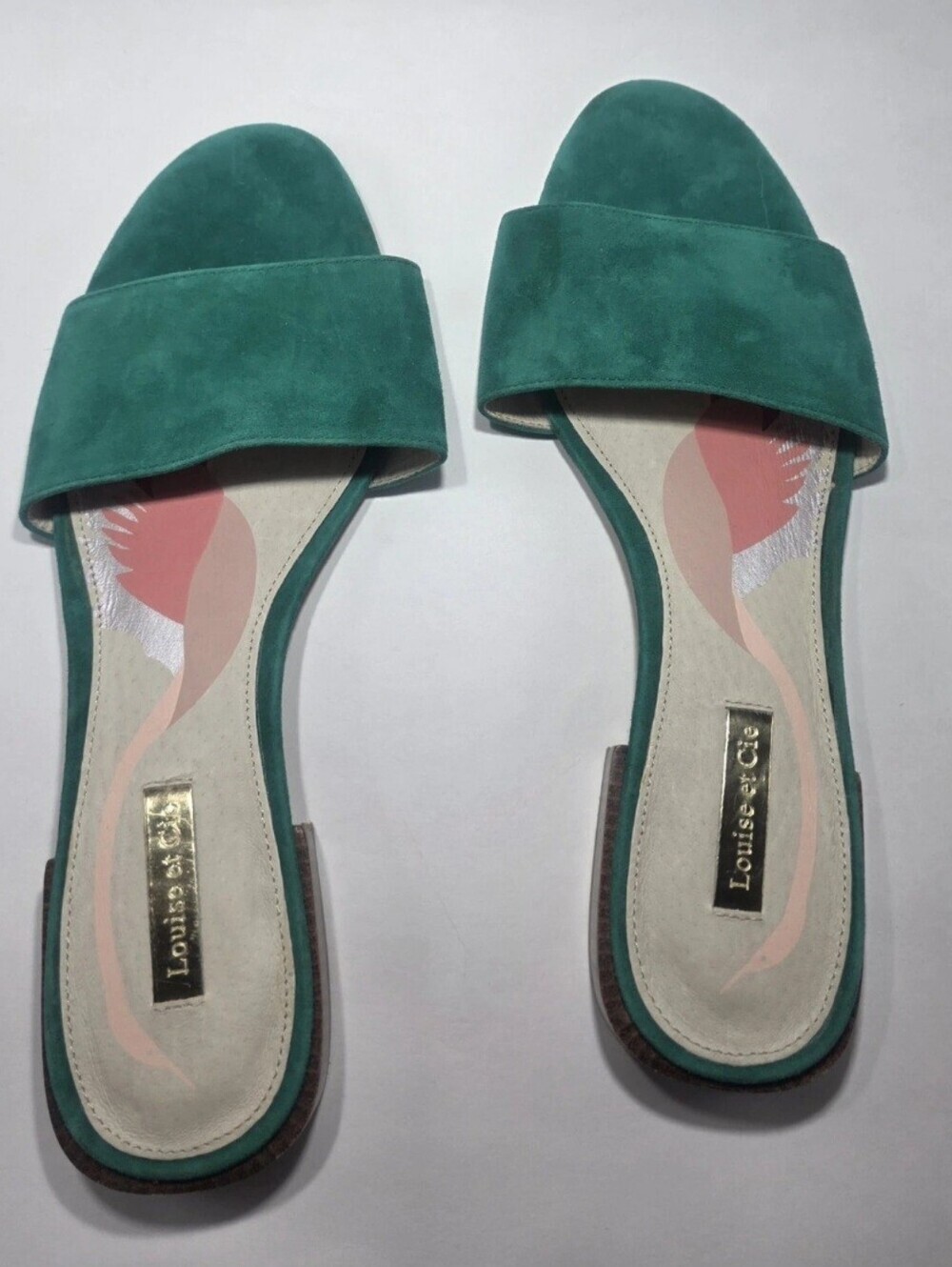 Louise et Cie Women’s Slide Sandals 8.5M Green Suede Flat Slip On Casual